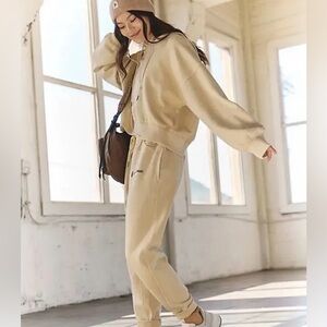 Free People Beige Undefeated Pants & Jogger Set